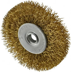 Value Collection - 2-1/2" OD, 1/4" Shank Diam, Crimped Brass Wheel Brush - 3/8" Face Width, 1/2" Trim Length, 0.014" Filament Diam, 20,000 RPM - Strong Tooling