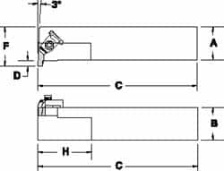 Tool-Flo - External Thread, Right Hand Cut, 3/4" Shank Width x 3/4" Shank Height Indexable Threading Toolholder - 4-1/2" OAL, FL 2L Insert Compatibility, FLE Toolholder, Series FLER - Strong Tooling