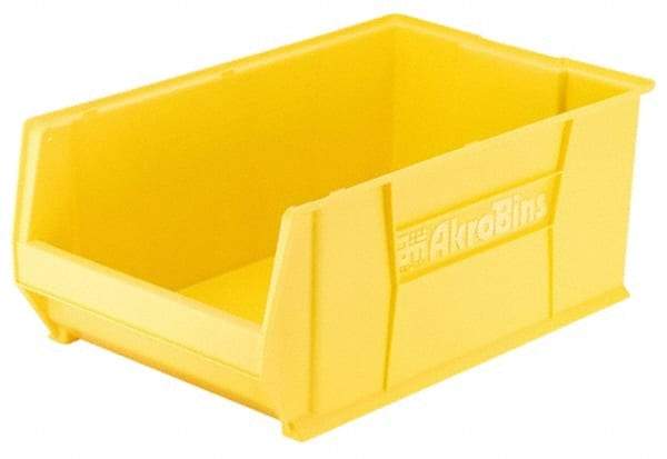 Akro-Mils - 200 Lb. Load Capacity, 20" Deep, Yellow Polymer Hopper Stacking Bin - 12" High x 12-3/8" Wide x 20" Long - Strong Tooling