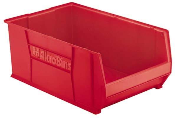 Akro-Mils - 300 Lb. Load Capacity, 29-1/4" Deep, Red Polymer Hopper Stacking Bin - 12" High x 18-3/8" Wide x 29-1/4" Long - Strong Tooling