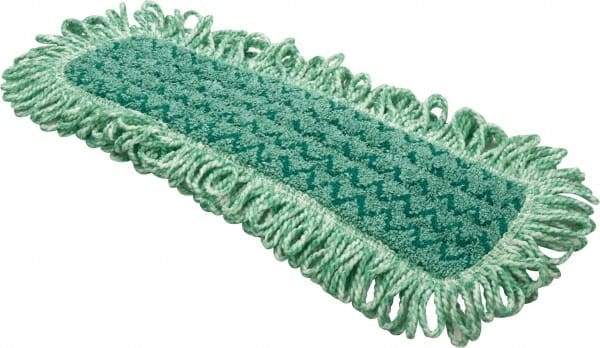 Rubbermaid - 20.7" Long x 5.7" Wide Microfiber Dust Mop Pad - Hook & Loop, Green, Fringed Head - Strong Tooling