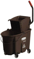 Rubbermaid - 35 Qt Plastic Bucket & Wringer - 20-1/8" Long x 36-1/2" High x 15-3/4" Wide, Brown - Strong Tooling