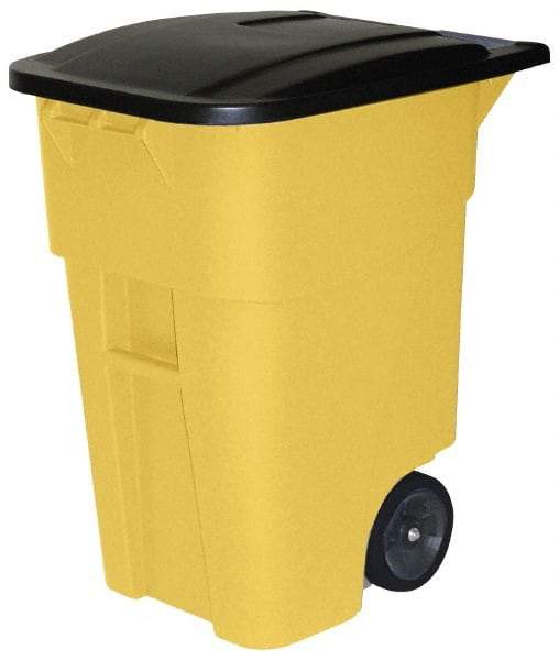 Rubbermaid - 50 Gal Yellow Rectangle Trash Can - Polyethylene, 36-1/2" High x 28-1/2" Long x 23-3/8" Wide - Strong Tooling