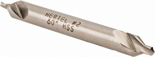 Hertel - #2 Plain Cut 60° Incl Angle High Speed Steel Combo Drill & Countersink - Strong Tooling