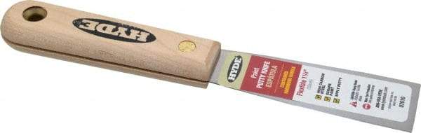 Hyde Tools - 1-1/4" Wide Steel Putty Knife - Flexible, Hardwood Handle, 7-3/4" OAL - Strong Tooling