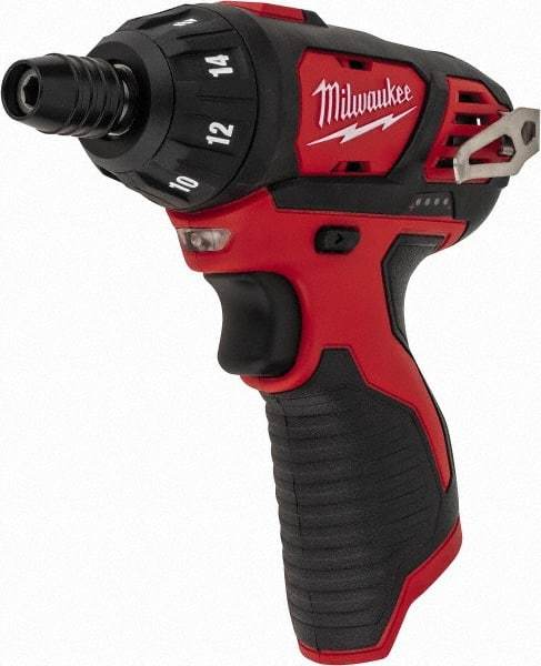 Milwaukee Tool - 12 Volts, Lithium-Ion Battery, Pistol Grip Cordless Screwdriver - 500 RPM, 150 Inch/Lbs. Torque - Strong Tooling