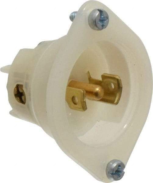 Leviton - 125/250 VAC, 15 Amp, ML-3P NEMA, Ungrounded Inlet - 3 Poles, 3 Wire, Male End, White, Steel - Strong Tooling