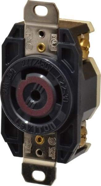 Leviton - 277/208 VAC, 30 Amp, L22-30R NEMA, Self Grounding Receptacle - 4 Poles, 5 Wire, Female End, Black - Strong Tooling