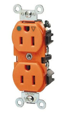 Leviton - 125 VAC, 15 Amp, 5-15R NEMA Configuration, Orange, Hospital Grade, Isolated Ground Duplex Receptacle - 1 Phase, 2 Poles, 3 Wire, Flush Mount, Impact Resistant - Strong Tooling