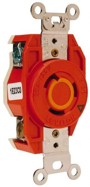 Leviton - 125 VAC, 20 Amp, L5-20R NEMA Configuration, Orange, Industrial Grade, Isolated Ground Single Receptacle - 1 Phase, 2 Poles, 3 Wire, Flush Mount - Strong Tooling