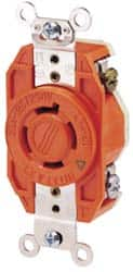 Leviton - 250 VAC, 20 Amp, L6-20R NEMA Configuration, Orange, Industrial Grade, Isolated Ground Single Receptacle - 1 Phase, 2 Poles, 3 Wire, Flush Mount - Strong Tooling