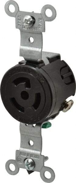 Leviton - 277 VAC, 15 Amp, L7-15R NEMA, Self Grounding Receptacle - 2 Poles, 3 Wire, Female End, Black - Strong Tooling