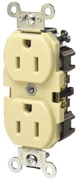 Hubbell Wiring Device-Kellems - 250 VAC, 15 Amp, 6-15R NEMA Configuration, Brown, Specification Grade, Self Grounding Duplex Receptacle - 1 Phase, 2 Poles, 3 Wire, Flush Mount - Strong Tooling