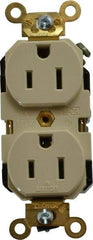 Leviton - 125 VAC, 15 Amp, 5-15R NEMA Configuration, Ivory, Industrial Grade, Self Grounding Duplex Receptacle - 1 Phase, 2 Poles, 3 Wire, Flush Mount, Impact Resistant - Strong Tooling