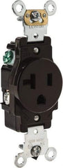 Leviton - 125 VAC, 20 Amp, 5-20R NEMA Configuration, Brown, Industrial Grade, Self Grounding Single Receptacle - 1 Phase, 2 Poles, 3 Wire, Flush Mount, Impact Resistant - Strong Tooling