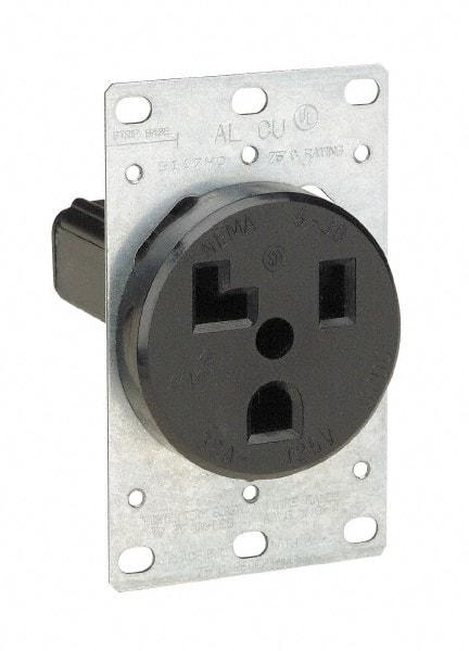 Leviton - 125 VAC, 30 Amp, 5-30P NEMA Configuration, Black, Industrial Grade, Self Grounding Single Receptacle - 1 Phase, 2 Poles, 3 Wire, Flush Mount, Tamper Resistant - Strong Tooling