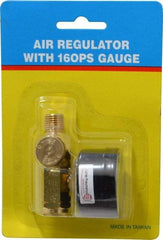 PRO-SOURCE - 1/4 NPT Port, Brass Dial Air Regulator - 10 to 120 psi Range, 120 Max psi Supply Pressure, 1/4" Gauge Port Thread, 2.36" Wide x 1.653" High - Strong Tooling