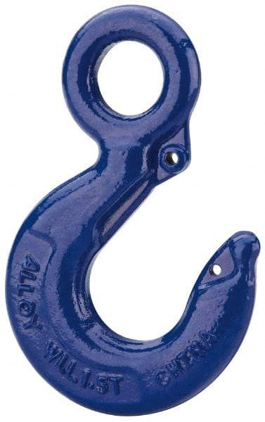 Value Collection - 6,000 Lb Capacity, Alloy Steel Eye Hook - 1.19" Hook Throat, 4.67" Reach, 1-1/4" Eye ID, 6.55" OAL, Plain Finish - Strong Tooling