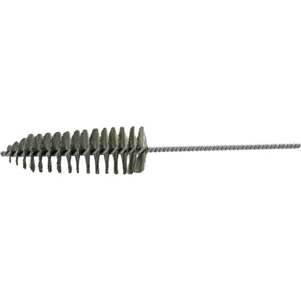 Brush Research Mfg. - 2-1/4" Diam Helical Stainless Steel Tube Brush - Single Spiral, 0.006" Filament Diam, 6-1/2" Brush Length, 14" OAL, 0.245" Diam Galvanized Steel Shank - Strong Tooling