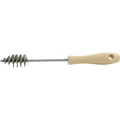 Brush Research Mfg. - 1.15" Diam Helical Stainless Steel Tube Brush - Single Spiral, 0.006" Filament Diam, 2-1/8" Brush Length, 10-1/2" OAL, 0.245" Diam Plastic Handle Shank - Strong Tooling