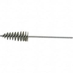 Brush Research Mfg. - 1.2" Diam Helical Stainless Steel Tube Brush - Single Spiral, 0.006" Filament Diam, 2-1/8" Brush Length, 10-1/2" OAL, 0.245" Diam Plastic Handle Shank - Strong Tooling