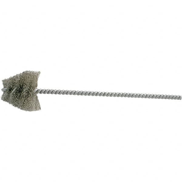 Brush Research Mfg. - 2.188" Diam Helical Stainless Steel Tube Brush - Single Spiral, 0.008" Filament Diam, 1-3/4" Brush Length, 10" OAL, 0.292" Diam Galvanized Steel Shank - Strong Tooling