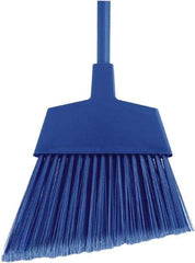 O-Cedar - 12" Wide, Blue Polypropylene Bristles, 48" Metal Handle, Angled Broom - Flagged - Strong Tooling