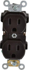 Leviton - 125 VAC, 15 Amp, 5-15R NEMA Configuration, Brown, Industrial Grade, Self Grounding Duplex Receptacle - 1 Phase, 2 Poles, 3 Wire, Flush Mount, Impact Resistant - Strong Tooling