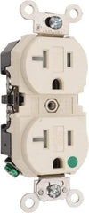 Leviton - 125 VAC, 20 Amp, 5-20R NEMA Configuration, Ivory, Hospital Grade, Self Grounding Duplex Receptacle - 1 Phase, 2 Poles, 3 Wire, Flush Mount, Tamper Resistant - Strong Tooling