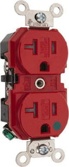 Leviton - 125 VAC, 20 Amp, 5-20R NEMA Configuration, Red, Hospital Grade, Self Grounding Duplex Receptacle - 1 Phase, 2 Poles, 3 Wire, Flush Mount, Tamper Resistant - Strong Tooling