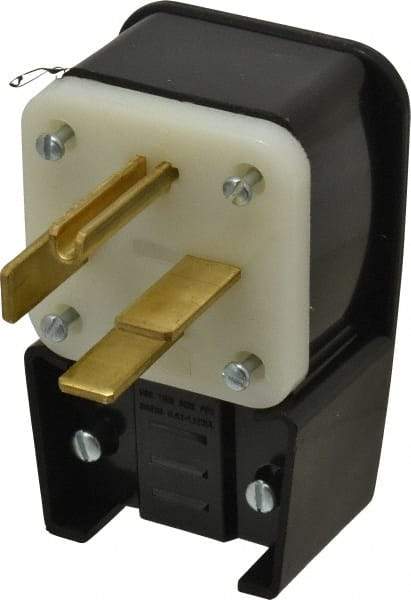 Leviton - 250 VAC, 50 Amp, 15-50P NEMA, Angled, Self Grounding, Industrial Grade Plug - 3 Pole, 4 Wire, 3 Phase, Nylon, Black - Strong Tooling