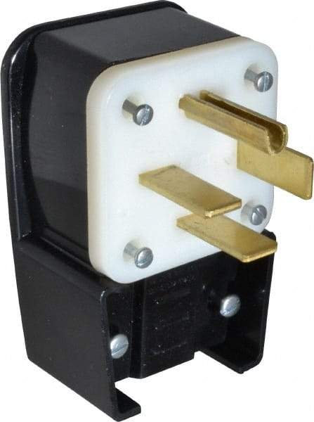 Leviton - 250 VAC, 60 Amp, 15-60P NEMA, Angled, Self Grounding, Industrial Grade Plug - 3 Pole, 4 Wire, 3 Phase, Nylon, Black - Strong Tooling