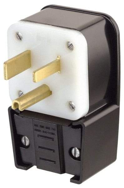 Leviton - 250 VAC, 30 Amp, 15-30P NEMA, Angled, Self Grounding, Industrial Grade Plug - 3 Pole, 4 Wire, 3 Phase, Nylon, Black - Strong Tooling