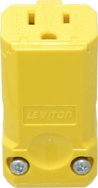 Leviton - 125 VAC, 15 Amp, 5-15R NEMA, Valise, Self Grounding, Industrial Grade Connector - 2 Pole, 3 Wire, 1 Phase, Nylon, Yellow - Strong Tooling