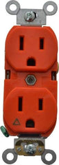 Leviton - 125 VAC, 15 Amp, 5-15R NEMA Configuration, Orange, Industrial Grade, Isolated Ground Duplex Receptacle - 1 Phase, 2 Poles, 3 Wire, Flush Mount, Tamper Resistant - Strong Tooling