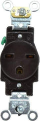 Leviton - 250 VAC, 15 Amp, 6-15R NEMA Configuration, Brown, Industrial Grade, Self Grounding Single Receptacle - 1 Phase, 2 Poles, 3 Wire, Flush Mount, Impact Resistant - Strong Tooling