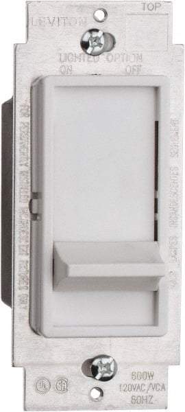 Leviton - 1 Pole, 120 VAC, 60 Hz, 600 Watt, Residential Grade, Slide Switch, Wall and Dimmer Light Switch - 1.73 Inch Wide x 4.13 Inch High, Incandescent - Strong Tooling