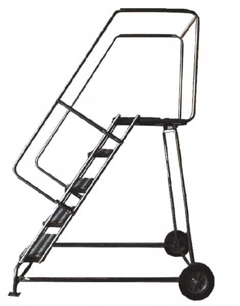 Ballymore - 93" 6 Step Ladder - Rolling Safety Ladder, 300 Lb Capacity, 60" Platform Height, 30" Base Width x 49" Depth, Solid Ribbed Tread - Strong Tooling