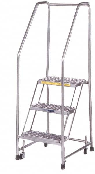 Ballymore - 68" 4 Step Ladder - Rolling Safety Ladder, 300 Lb Capacity, 38" Platform Height, 30" Base Width x 31" Depth, Heavy-Duty Serrated Grating - Strong Tooling