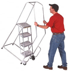 Ballymore - 68" 4 Step Ladder - 300 Lb Capacity, 38" Platform Height, 20" Base Width x 31" Depth, Heavy-Duty Serrated Grating - Strong Tooling