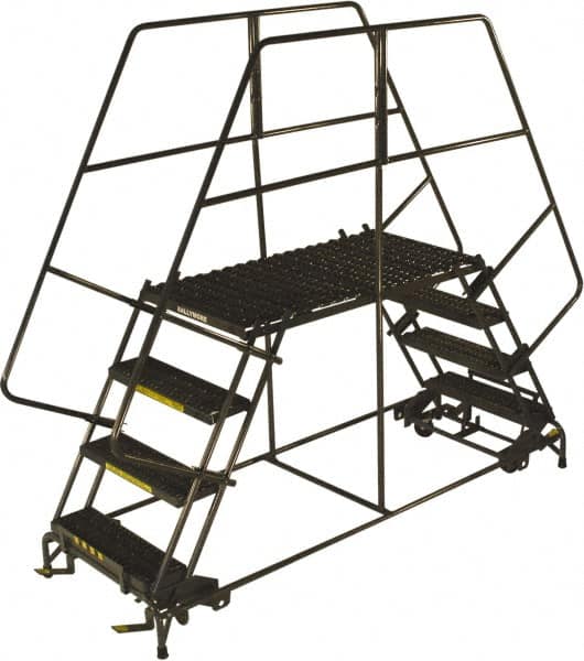 Ballymore - 68" 3 Step Double Entry Work Platform - Rolling Work Platform, 800 Lb Capacity, 30" Platform Height, 33" Base Width x 96" Base Depth, Grip Strut - Strong Tooling