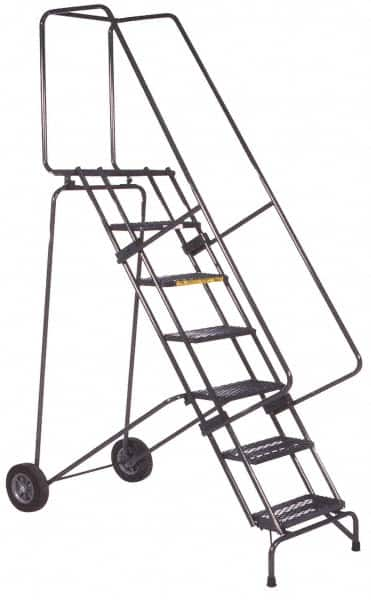 Ballymore - 153" 12 Step Ladder - 350 Lb Capacity, 120" Platform Height, 30" Base Width x 88" Base Depth, Perforated Tread - Strong Tooling