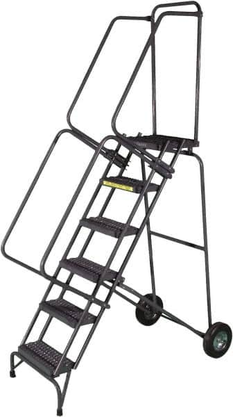 Ballymore - 93" 6 Step Ladder - 350 Lb Capacity, 60" Platform Height, 30" Base Width x 52" Base Depth, Heavy-Duty Serrated Grating - Strong Tooling