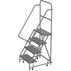 TRI-ARC - 76" 4 Step Rolling Platform Ladder - 450 Lb Capacity, 40" Platform Height, 30" Base Width x 35" Depth, Perforated Tread - Strong Tooling