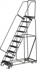 Ballymore - 133" 10 Step All-Directional Ladder - Rolling Safety Ladder, 450 Lb Capacity, 100" Platform Height, 32" Base Width x 74" Depth, Heavy-Duty Serrated Grating - Strong Tooling