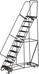 Ballymore - 143" 11 Step All-Directional Ladder - Rolling Safety Ladder, 450 Lb Capacity, 110" Platform Height, 32" Base Width x 80" Depth, Expanded Metal Tread - Strong Tooling