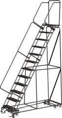 Ballymore - 153" 12 Step All-Directional Ladder - Rolling Safety Ladder, 450 Lb Capacity, 120" Platform Height, 32" Base Width x 87" Depth, Expanded Metal Tread - Strong Tooling