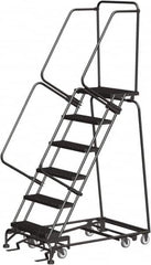 Ballymore - 93" 6 Step All-Directional Ladder - Rolling Safety Ladder, 450 Lb Capacity, 60" Platform Height, 30" Base Width x 49" Depth, Perforated Tread - Strong Tooling