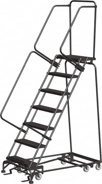 Ballymore - 103" 7 Step Ladder - Rolling Safety Ladder, 450 Lb Capacity, 70" Platform Height, 30" Base Width x 55" Depth, Expanded Metal Tread - Strong Tooling