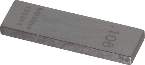 Mitutoyo - 0.106" Rectangular Steel Gage Block - Accuracy Grade AS-1, Includes Certificate of Inspection - Strong Tooling